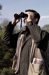 Birder with binoculars